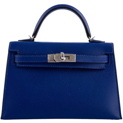 Hermès Kelly Sellier Mini II Blue Sapphire Epsom PHW