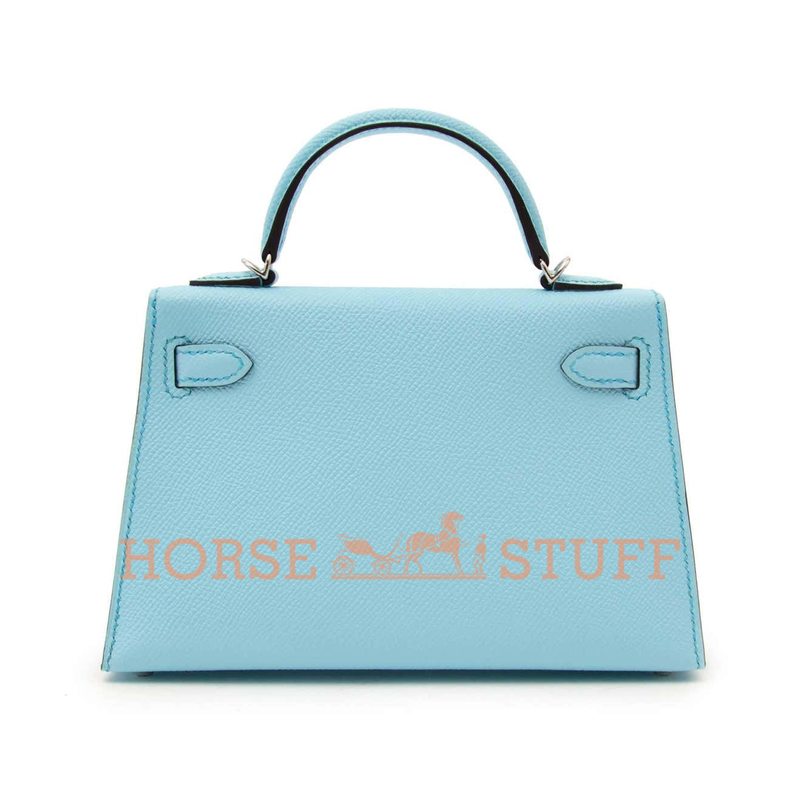 Hermès Kelly Sellier Mini II Blue Zephyr Epsom PHW