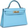 Hermès Kelly Sellier Mini II Celeste Epsom GHW