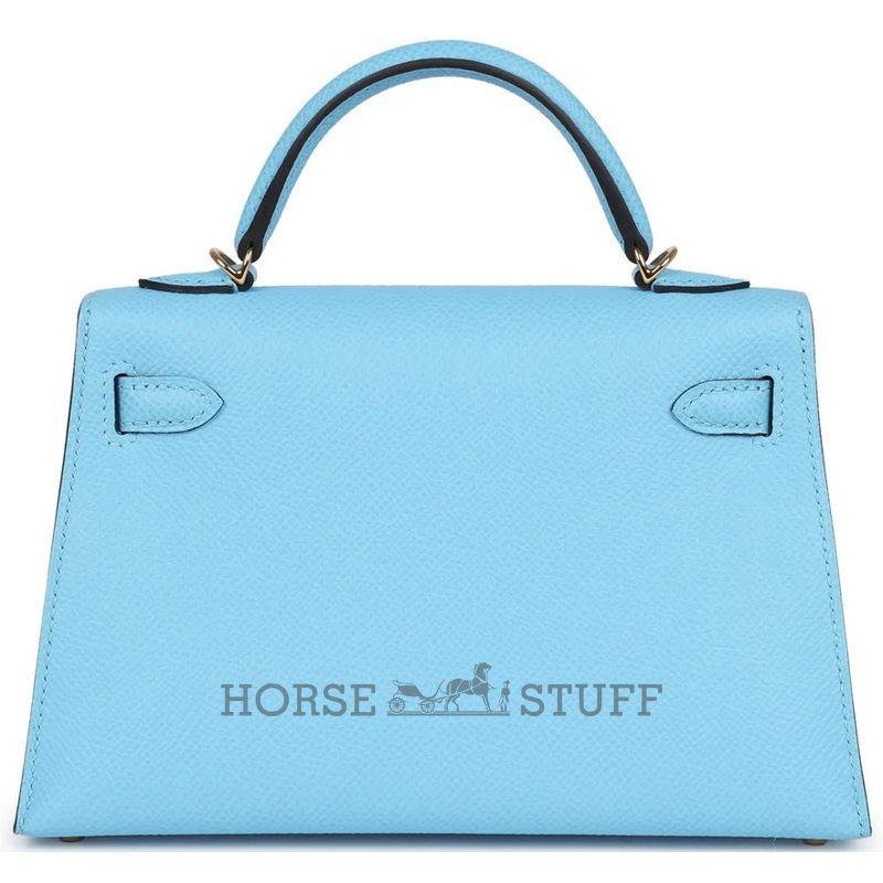 Hermès Kelly Sellier Mini II Celeste Epsom GHW