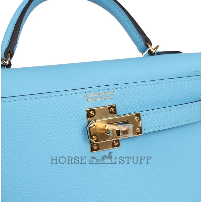 Hermès Kelly Sellier Mini II Celeste Epsom GHW