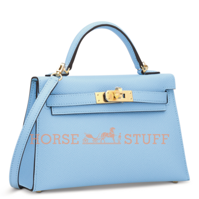 Hermès Kelly Sellier Mini II Celeste Epsom GHW