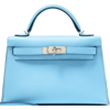 Hermès Kelly Sellier Mini II Celeste Epsom PHW