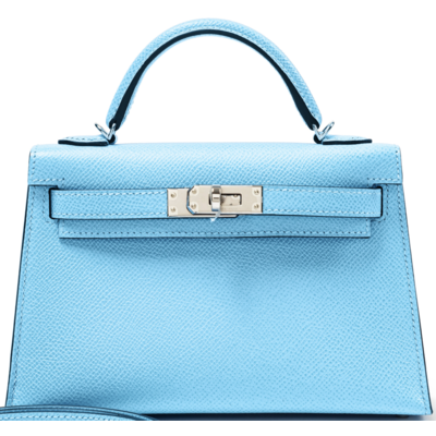 Hermès Kelly Sellier Mini II Celeste Epsom PHW
