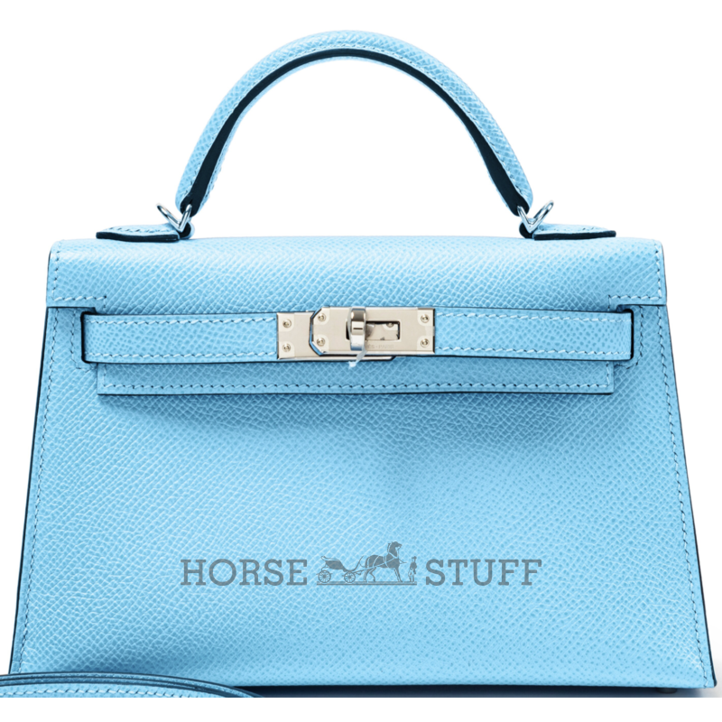 Hermès Kelly Sellier Mini II Celeste Epsom PHW
