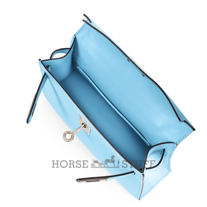 Hermès Kelly Sellier Mini II Celeste Epsom PHW