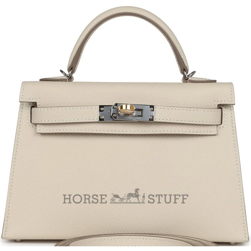 Hermès Kelly Sellier Mini II Craie Epsom Electrum HW