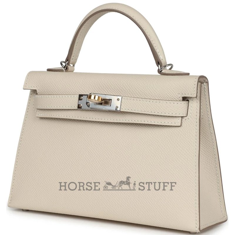 Hermès Kelly Sellier Mini II Craie Epsom Electrum HW