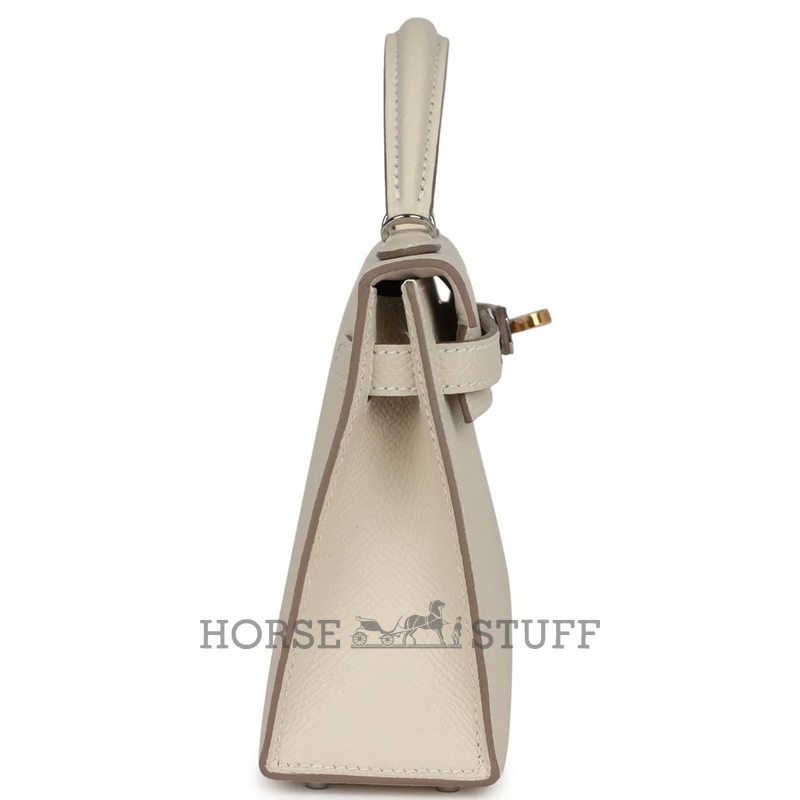Hermès Kelly Sellier Mini II Craie Epsom Electrum HW