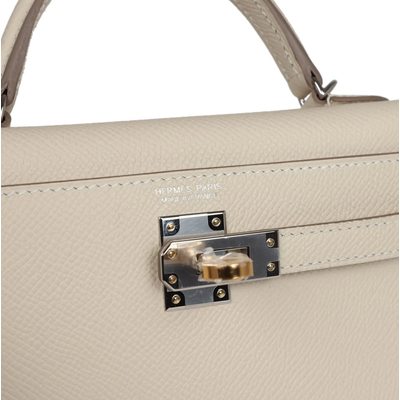 Hermès Kelly Sellier Mini II Craie Epsom Electrum HW