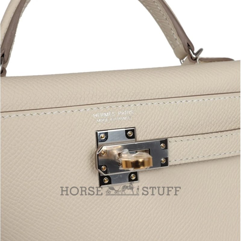 Hermès Kelly Sellier Mini II Craie Epsom Electrum HW