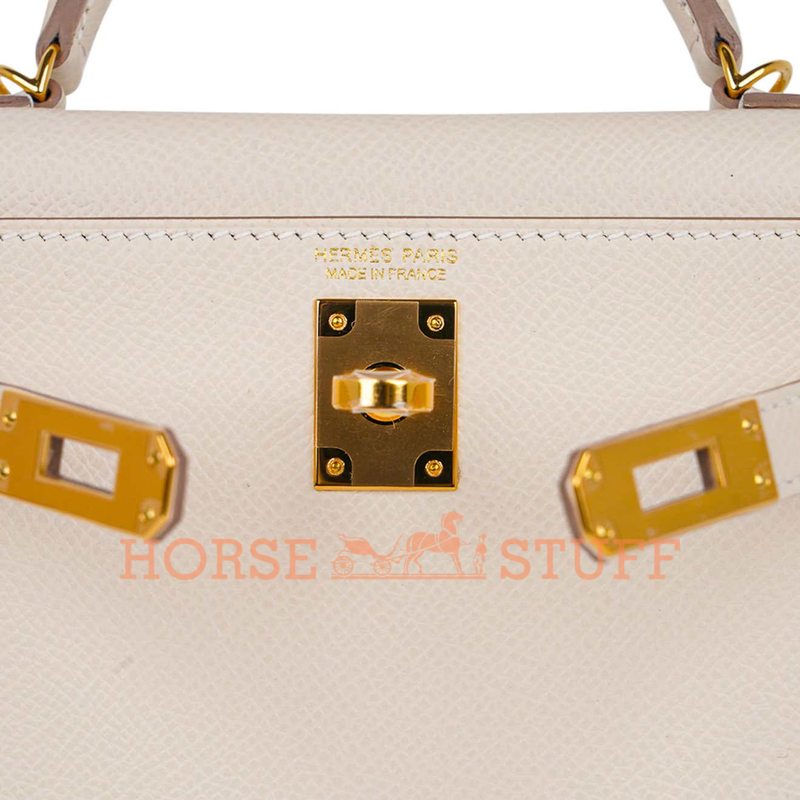 Hermès Kelly Sellier Mini II Craie Epsom GHW