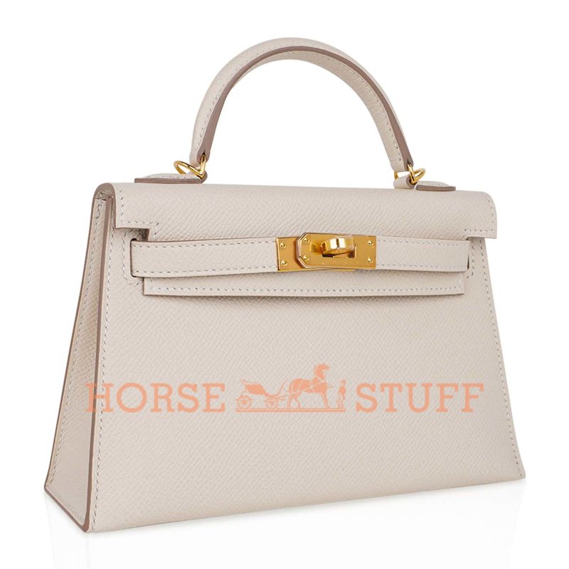 Hermès Kelly Sellier Mini II Craie Epsom GHW