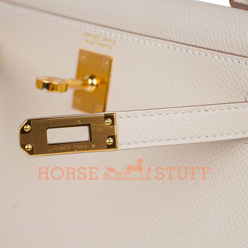 Hermès Kelly Sellier Mini II Craie Epsom GHW