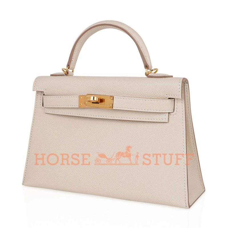 Hermès Kelly Sellier Mini II Craie Epsom GHW