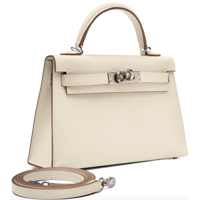 Hermès Kelly Sellier Mini II Craie Epsom PHW