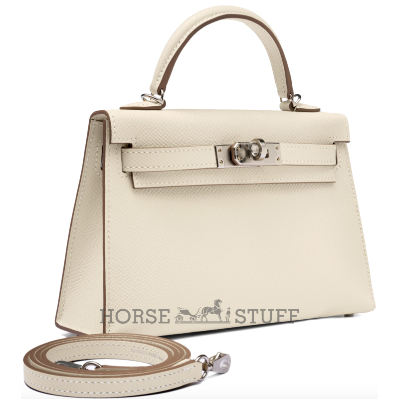 Hermès Kelly Sellier Mini II Craie Epsom PHW