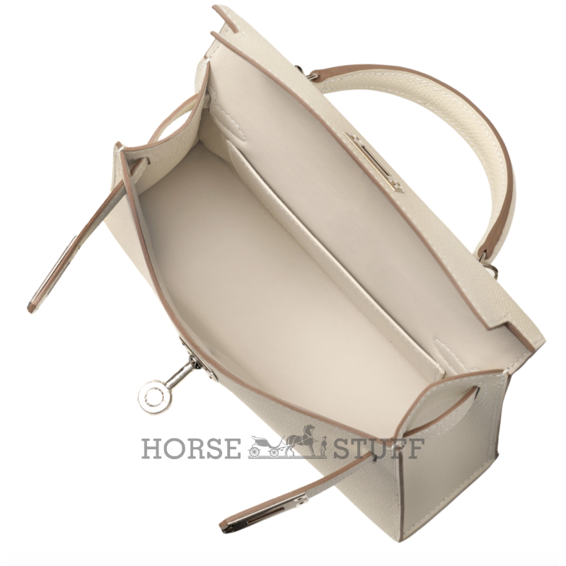 Hermès Kelly Sellier Mini II Craie Epsom PHW