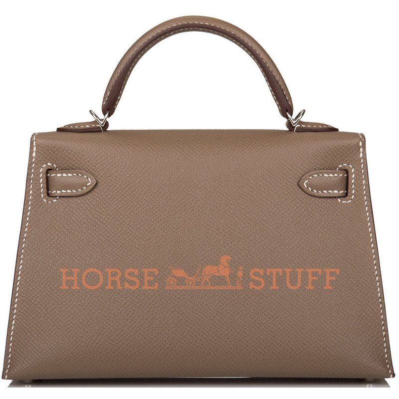 Hermès Kelly Sellier Mini II Etoupe Epsom PHW