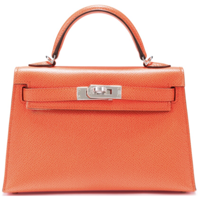 Hermès Kelly Sellier Mini II Feu Epsom PHW