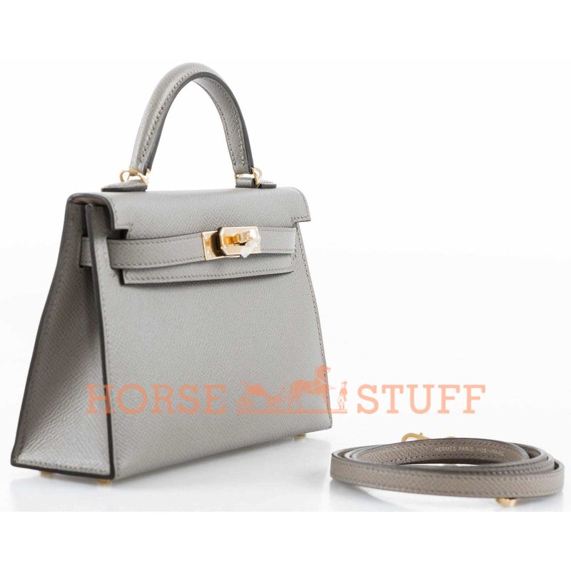 Hermès Kelly Sellier Mini II Gris Asphalt Epsom GHW