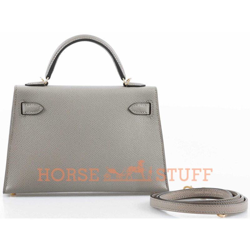 Hermès Kelly Sellier Mini II Gris Asphalt Epsom GHW