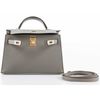 Hermès Kelly Sellier Mini II Gris Asphalt Epsom GHW