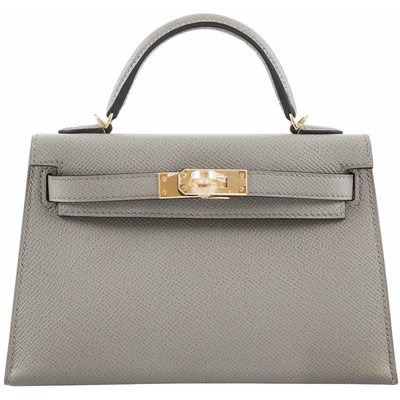 Hermès Kelly Sellier Mini II Gris Asphalt Epsom GHW