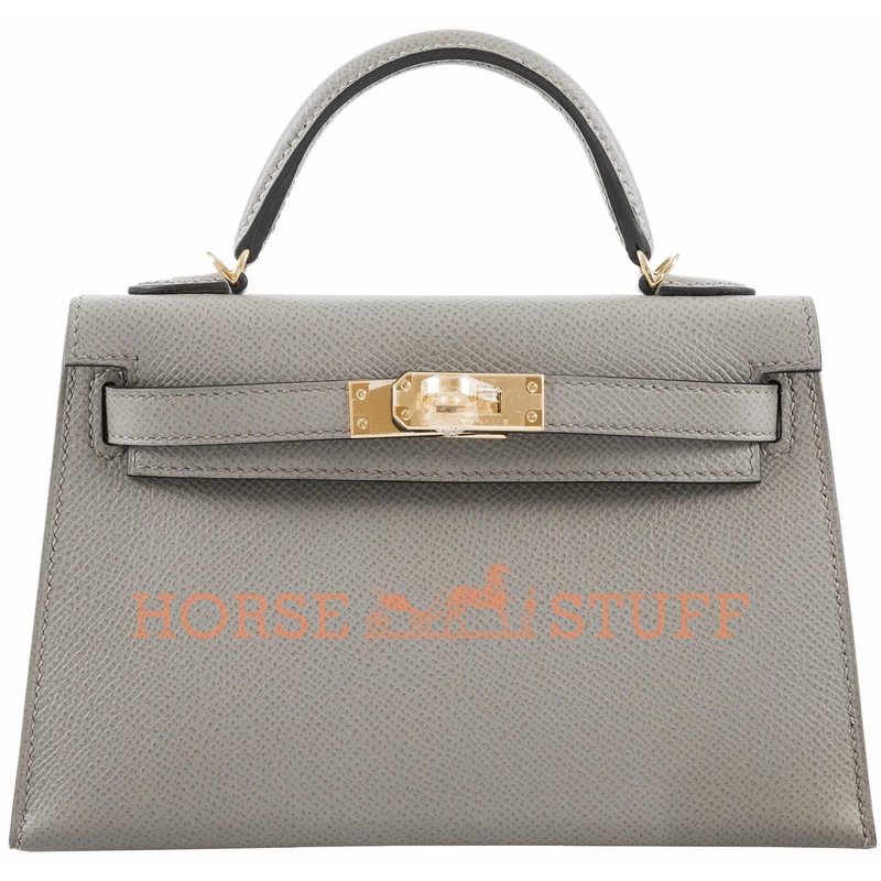 Hermès Kelly Sellier Mini II Gris Asphalt Epsom GHW