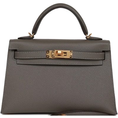 Hermès Kelly Sellier Mini II Gris Meyer Epsom GHW