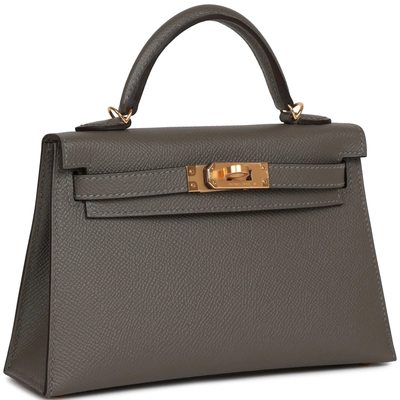 Hermès Kelly Sellier Mini II Gris Meyer Epsom GHW