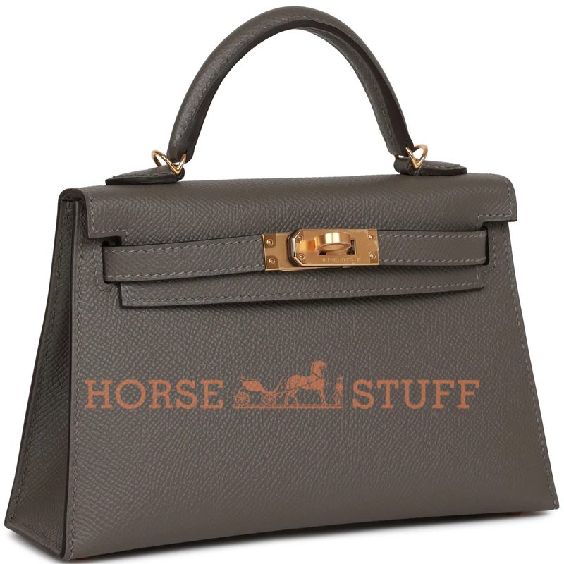 Hermès Kelly Sellier Mini II Gris Meyer Epsom GHW