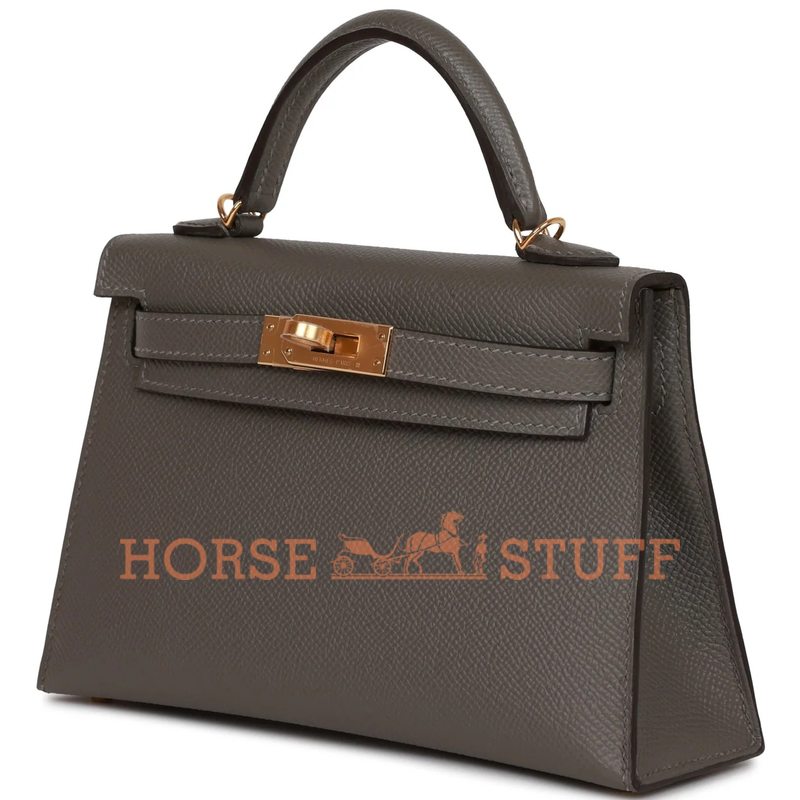 Hermès Kelly Sellier Mini II Gris Meyer Epsom GHW