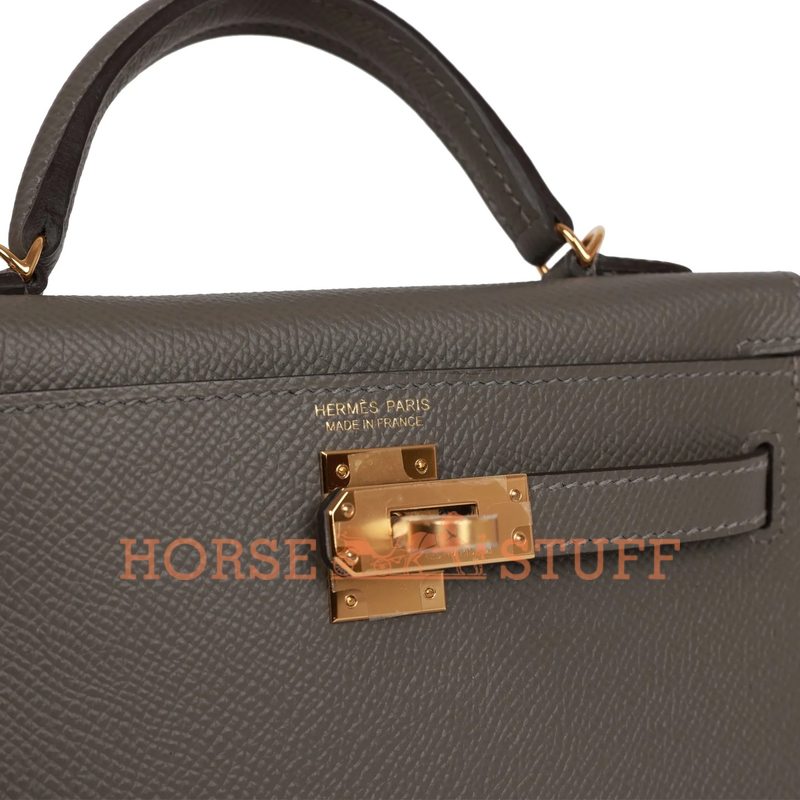 Hermès Kelly Sellier Mini II Gris Meyer Epsom GHW