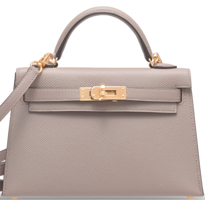 Hermès Kelly Sellier Mini II Gris Tourterelle Epsom GHW