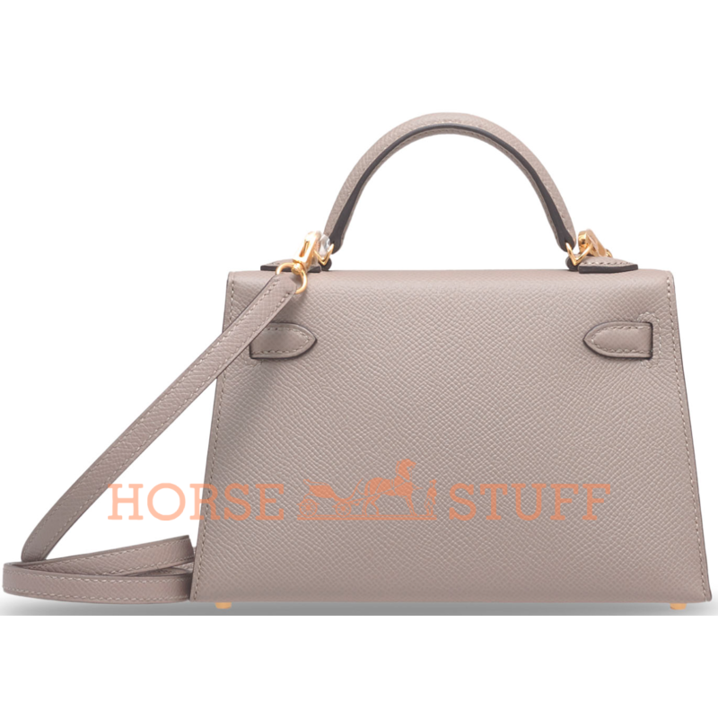 Hermès Kelly Sellier Mini II Gris Tourterelle Epsom GHW