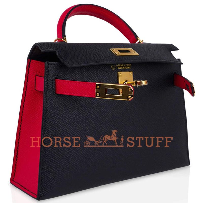 Hermès Kelly Sellier Mini II Special Order HSS Black / Rose Extreme Epsom GHW