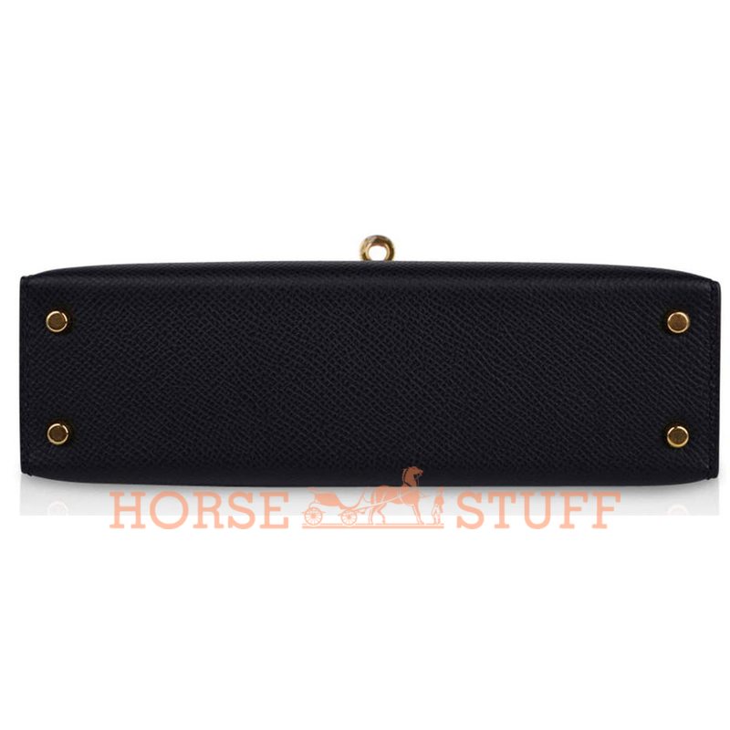 Hermès Kelly Sellier Mini II Special Order HSS Black / Rose Extreme Epsom GHW