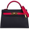 Hermès Kelly Sellier Mini II Special Order HSS Black / Rose Extreme Epsom GHW