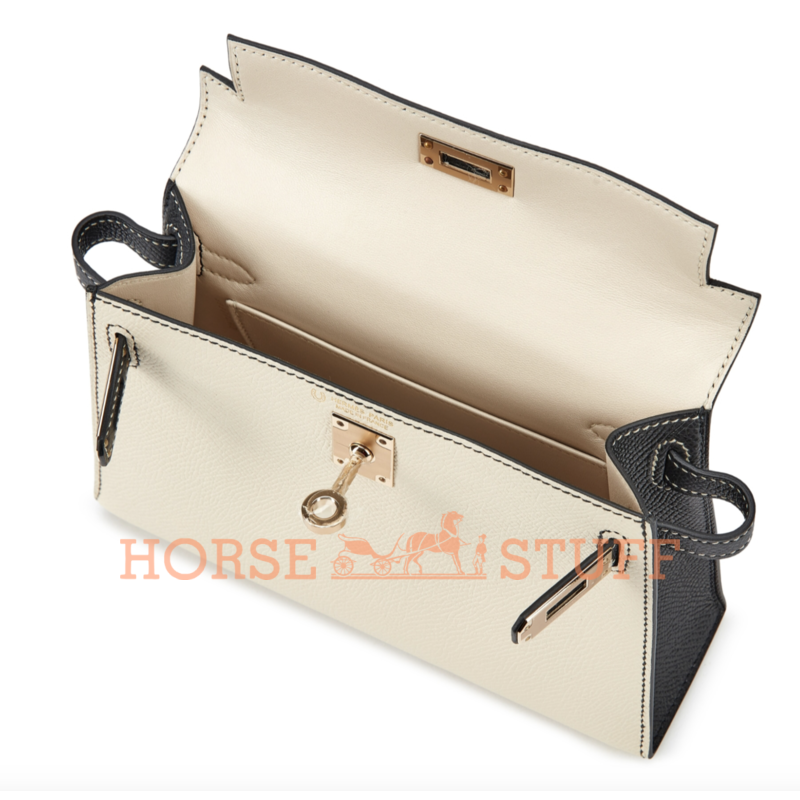 Hermès Kelly Sellier Mini II Special Order HSS Craie / Black Epsom Permabrass