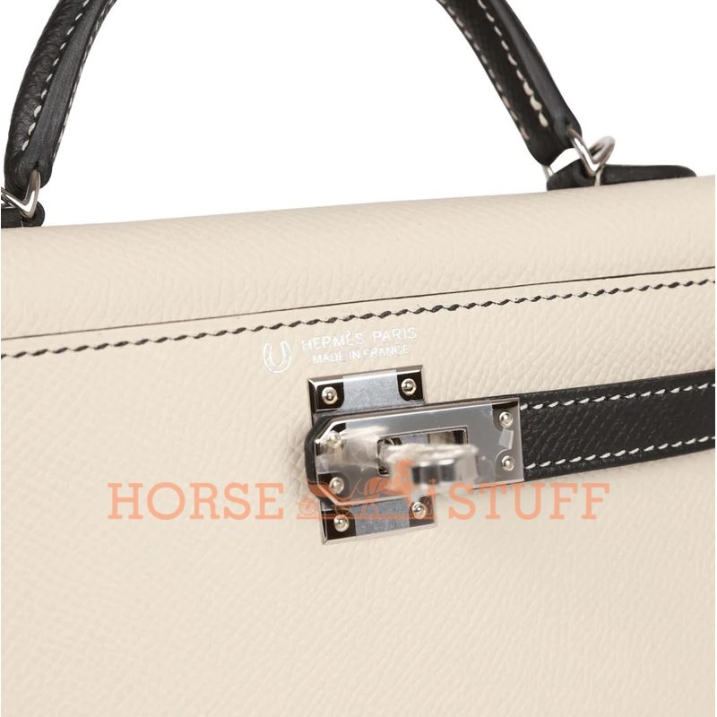 Hermès Kelly Sellier Mini II Special Order HSS Craie / Black Epsom PHW