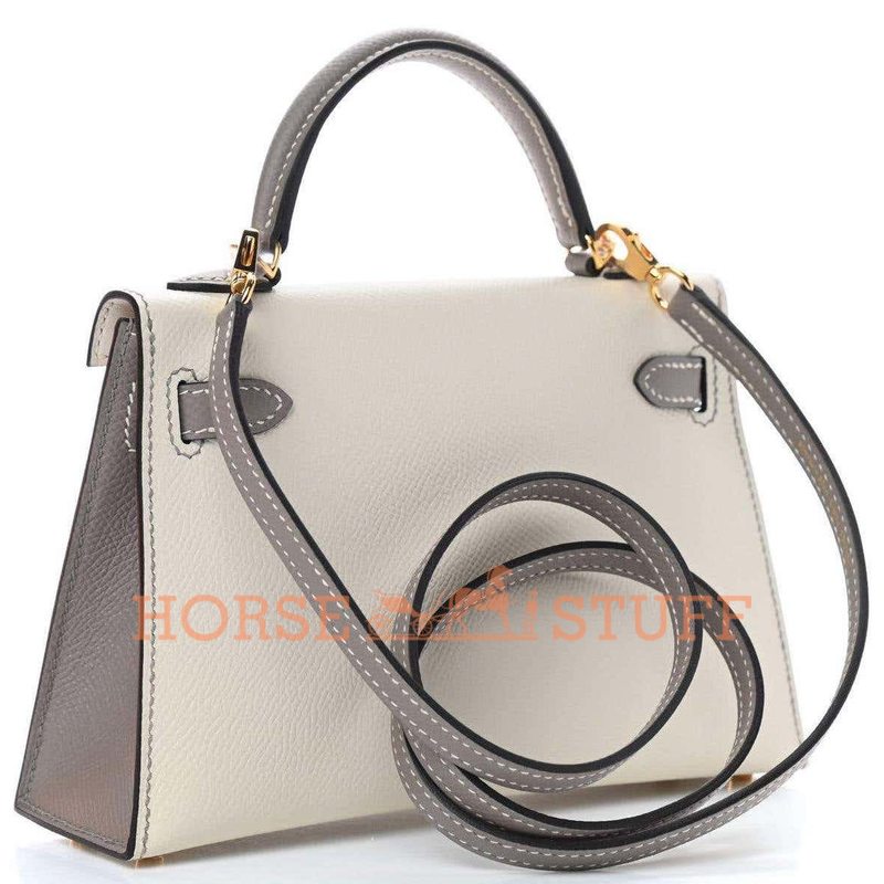 Hermès Kelly Sellier Mini II Special Order HSS Craie / Etain Epsom GHW