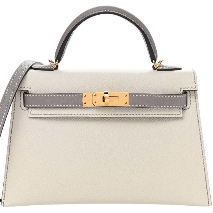 Hermès Kelly Sellier Mini II Special Order HSS Craie / Etain Epsom GHW from  100% authentic materials!
