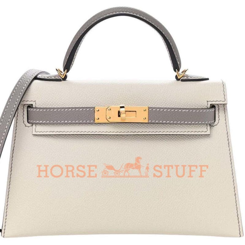 Hermès Kelly Sellier Mini II Special Order HSS Craie / Etain Epsom GHW