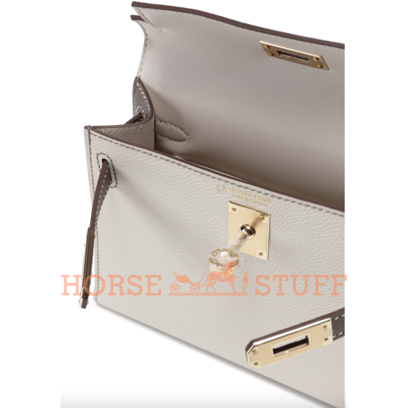 Hermès Kelly Sellier Mini II Special Order HSS Craie / Etoupe Epsom Permabrass