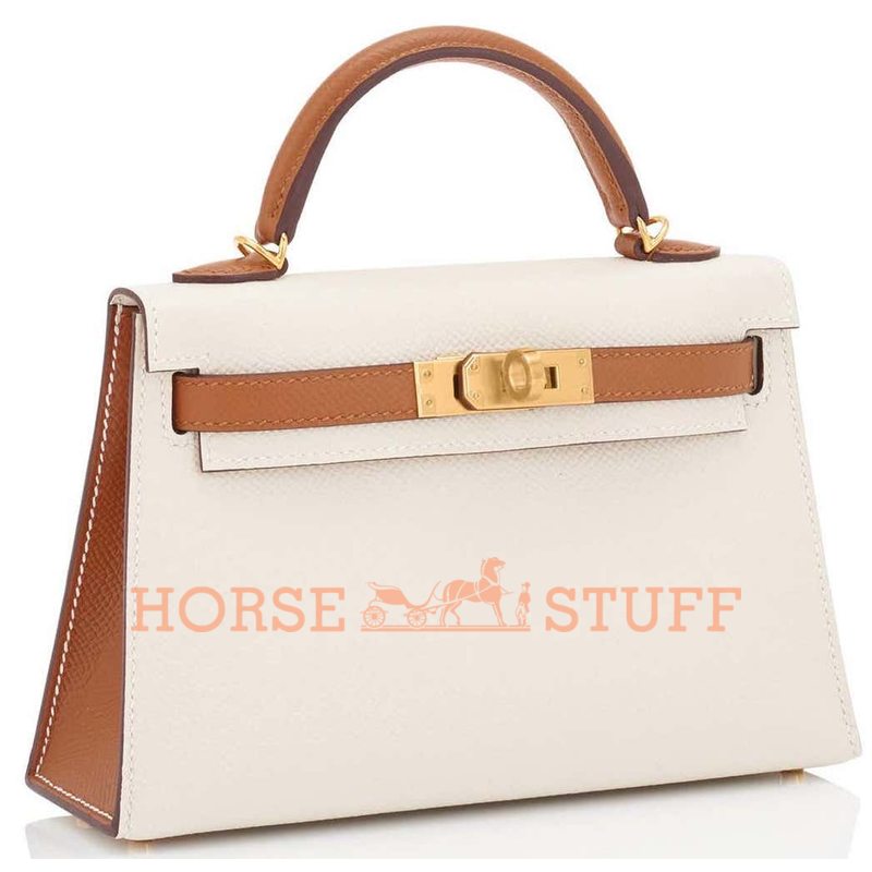 Hermès Kelly Sellier Mini II Special Order HSS Craie / Gold (stitching to leather tone) Epsom GHW