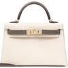 Hermès Kelly Sellier Mini II Special Order HSS Craie / Gris Meyer Epsom Permabrass