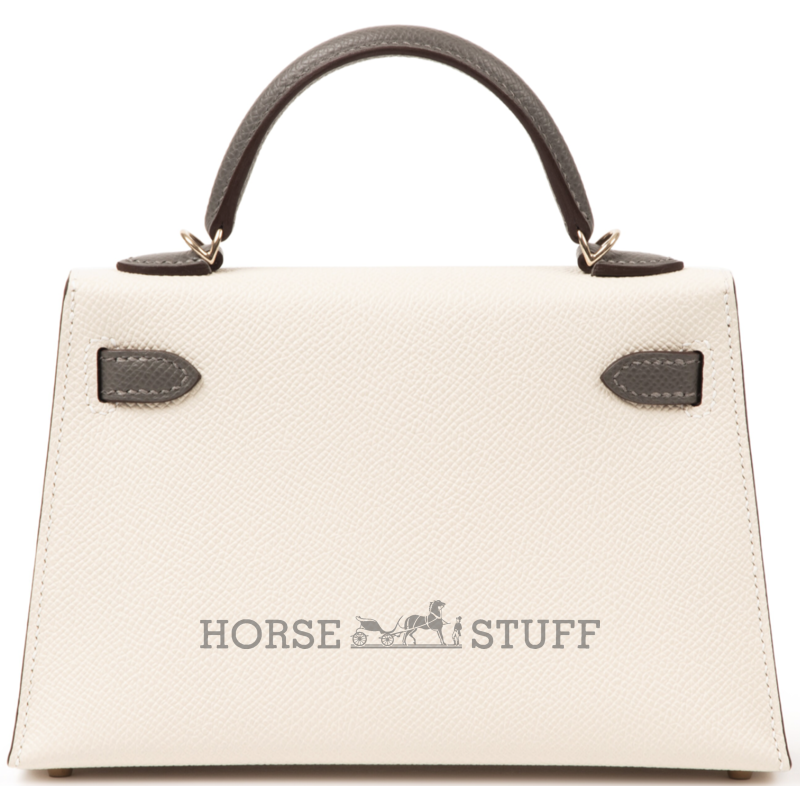 Hermès Kelly Sellier Mini II Special Order HSS Craie / Gris Meyer Epsom Permabrass