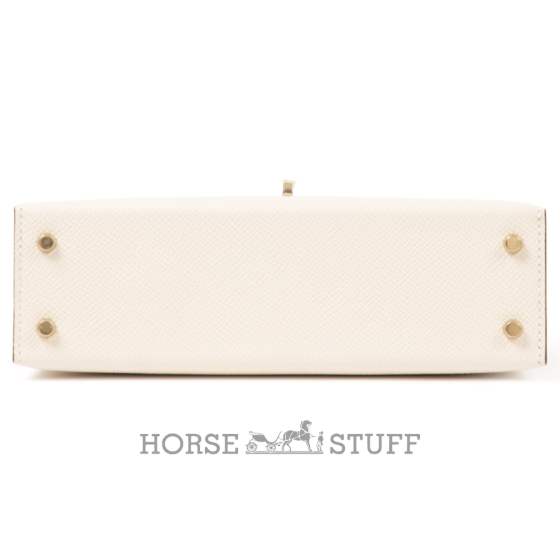 Hermès Kelly Sellier Mini II Special Order HSS Craie / Gris Meyer Epsom Permabrass