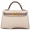 Hermès Kelly Sellier Mini II Special Order HSS Craie / Gris Asphalt GHW
